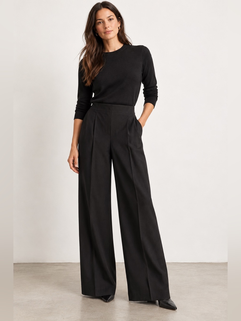 NWT Theory Wide Pull On Caliver 2 Black Wide Leg Pants XL
